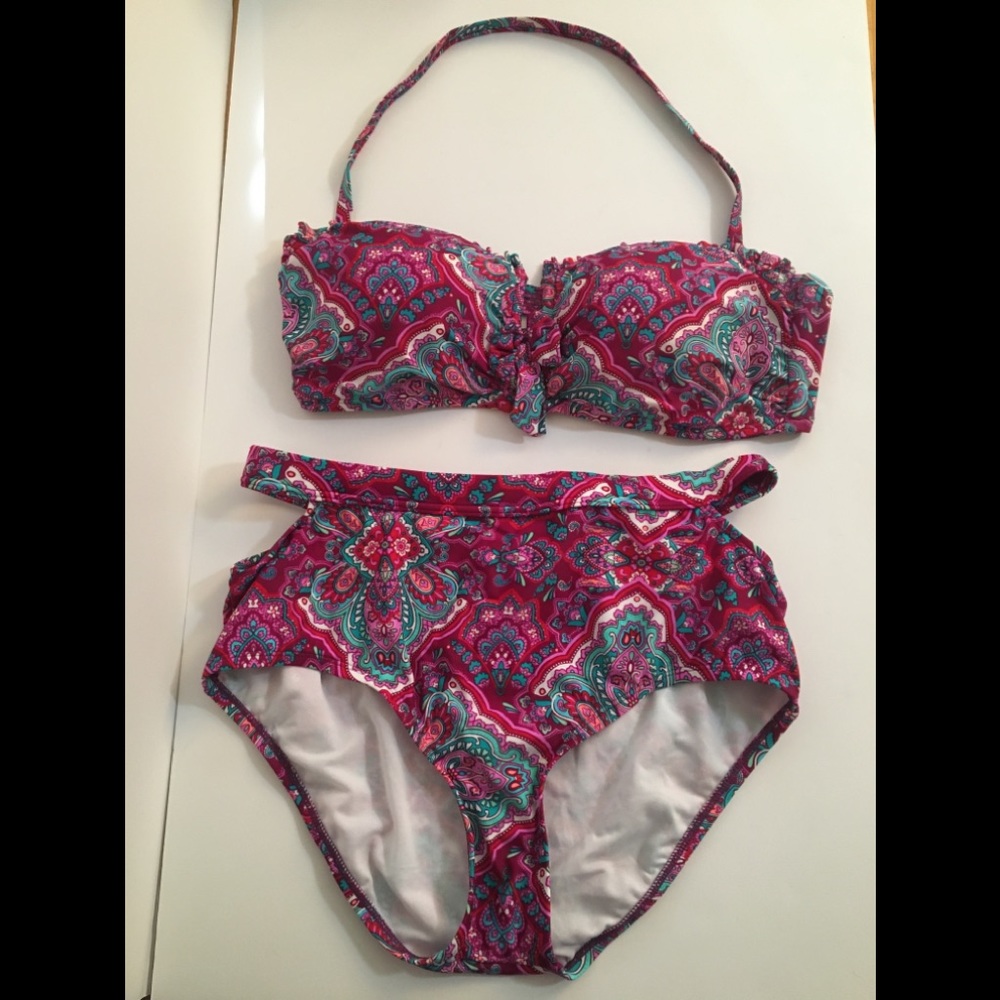 AQUA COUTURE Pink Halter Bandeau Two Piece Bikini